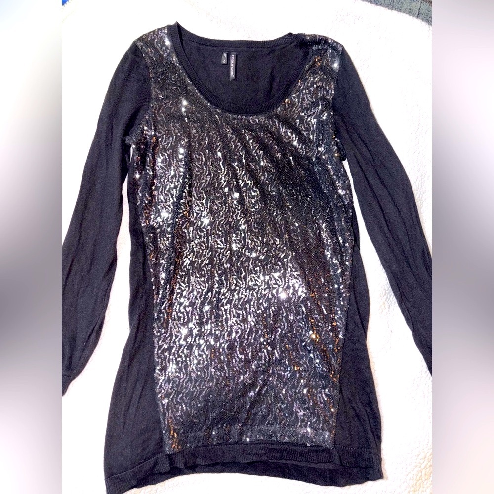 🌺 3 For $20 ~ Maurices Glitzy Sequins Black Sweater Dress Women’s Size 0X 🖤